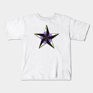 Non-Binary Pride Flag Colored Nautical Star Kids T-Shirt